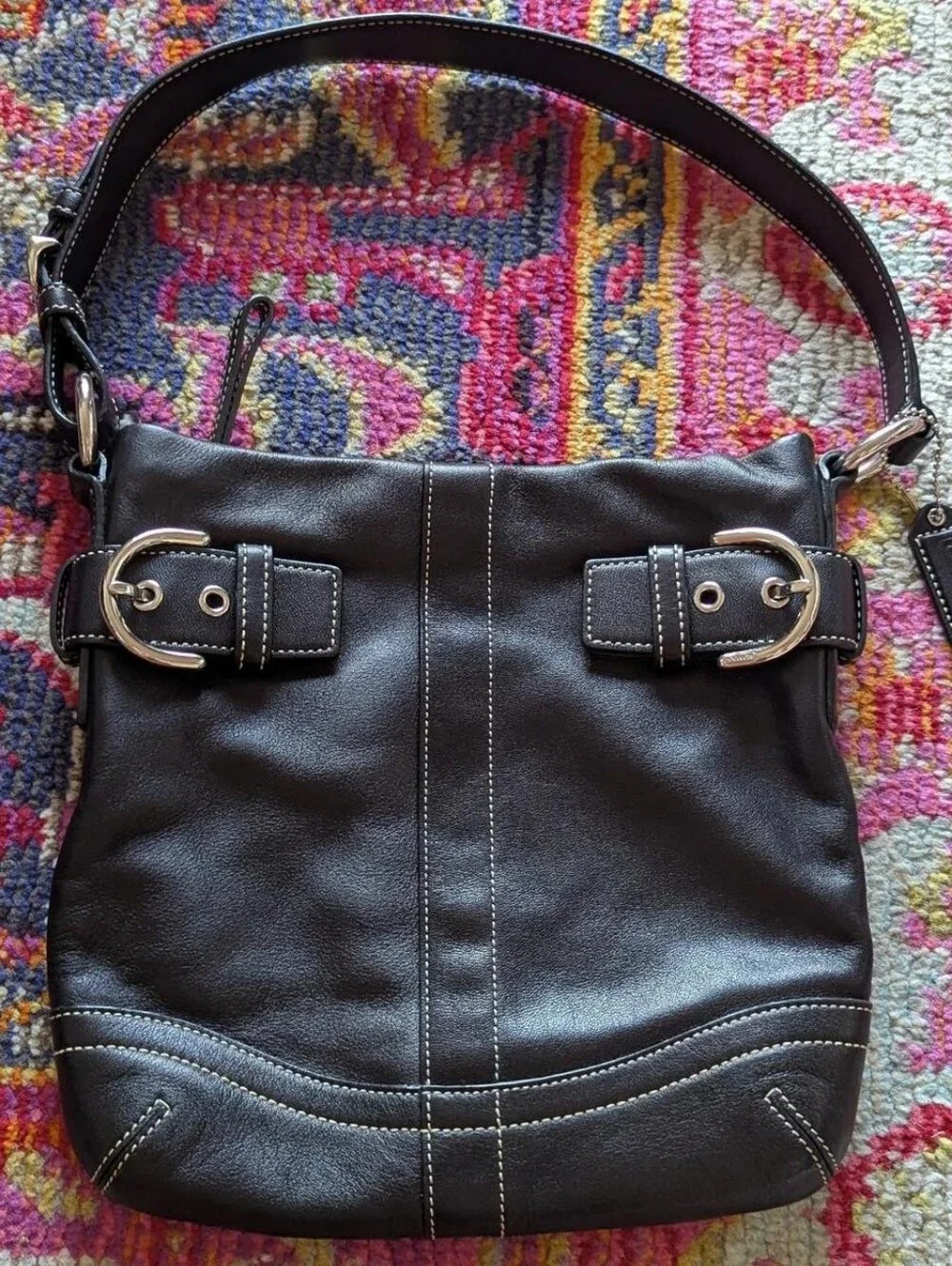 Y2K Coach Soho Black Leather Buckle Shoulder Bag